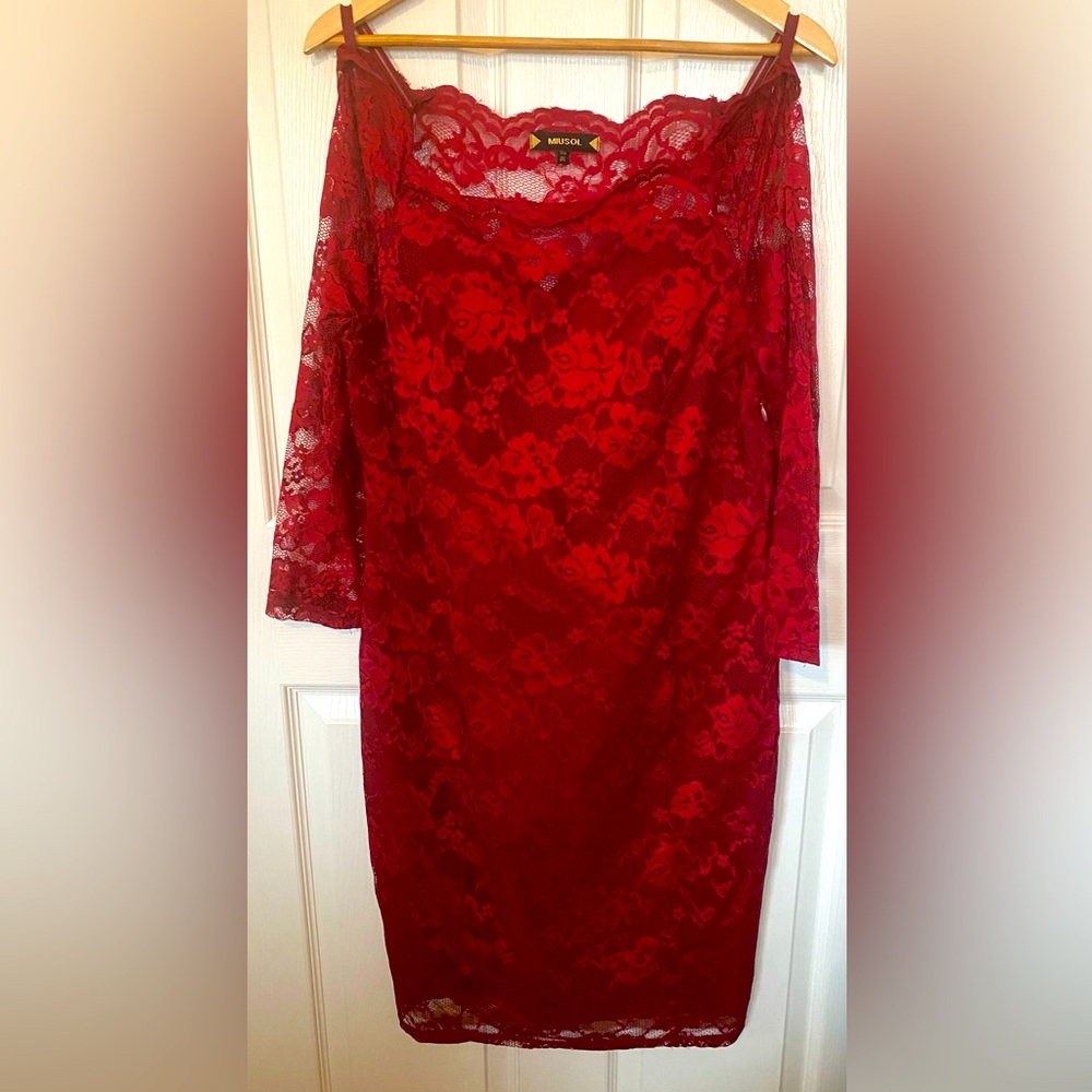 MIUSOL Red Lace Party Dress 2XL